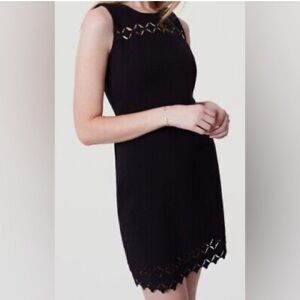 LOFT Laser Cut Black Dress
